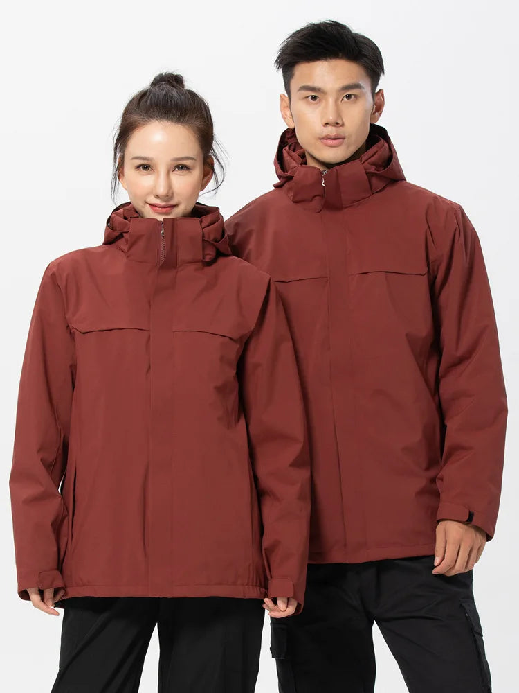 High End Outdoor Assault Suit Men Women Two-piece Set Three in One With Thick Fleece Warm Jacket Mountaineering Cloth Raincoat