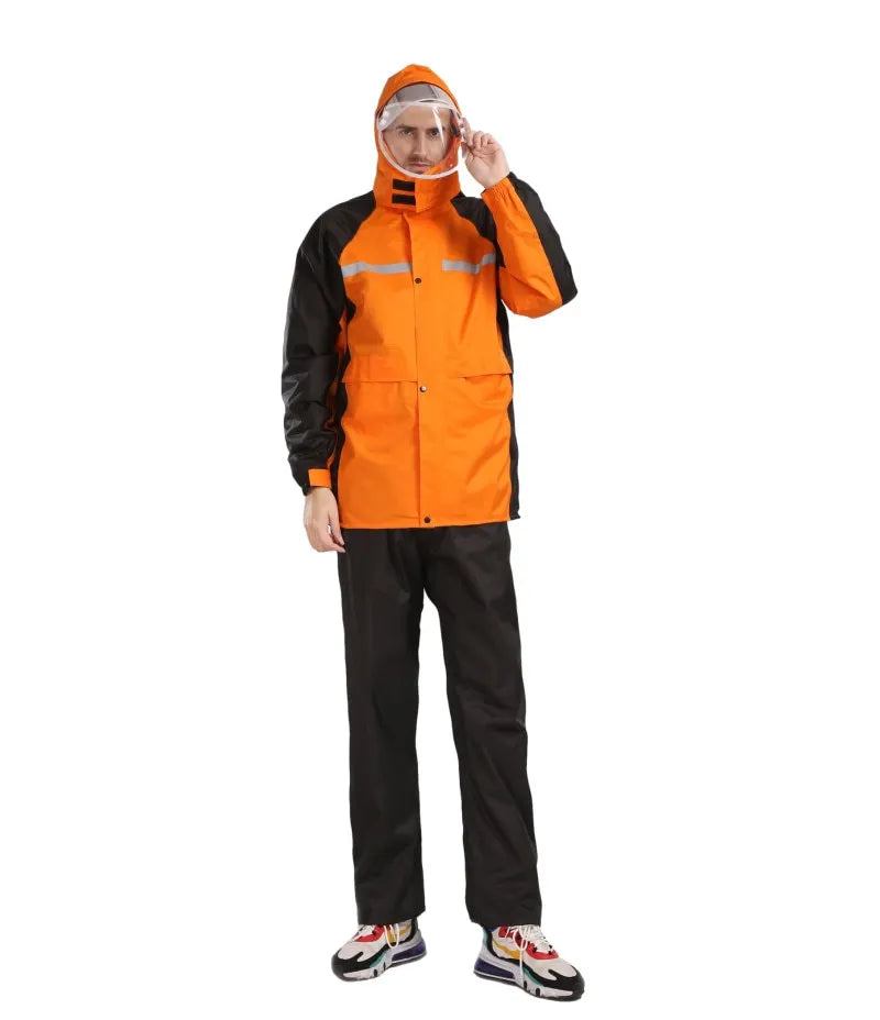 Custom Reflective Rainstorm Suit Waterproof Motorcycle Raincoat Pants and Jacket With Hooded Rain Gear Secondary image