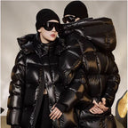 Men's Women's Couple Style High-Fan Black Gold Jacket New National Standard 90 White Duck Down Thickened Version for Adults