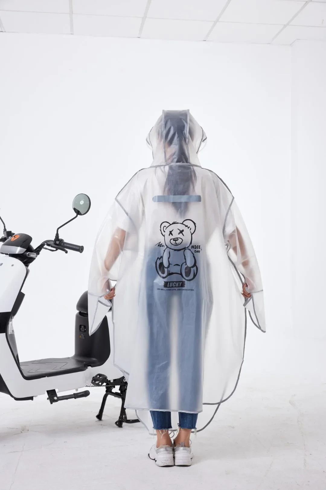 Modern Design Adult Boys and Girls  EVA Long Raincoat Backpack Waterproof Windproof for Outdoor Touring Travel Electric Bicycle