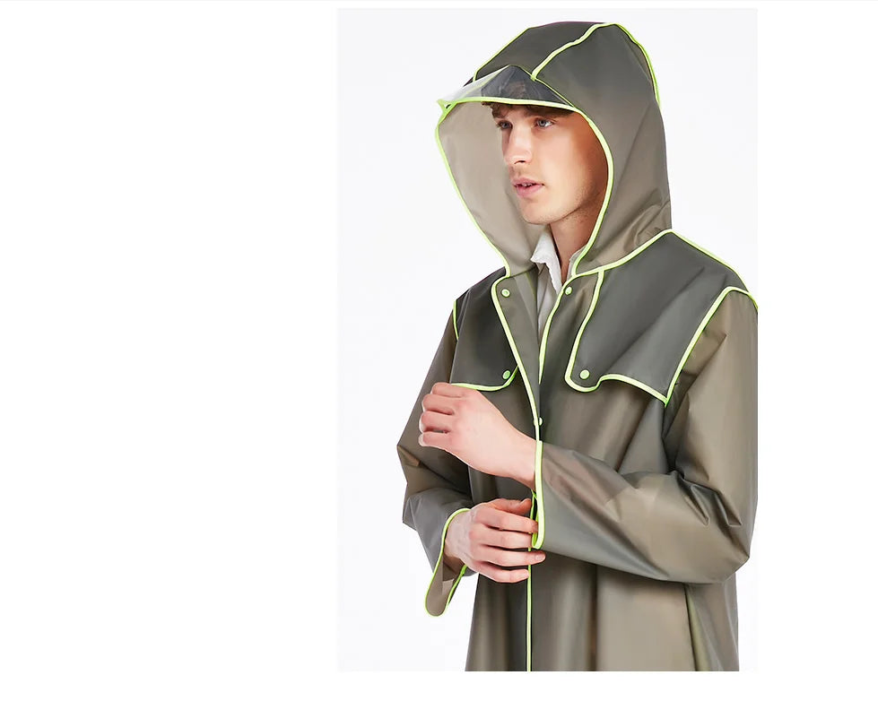 Unisex Adult EVA Rain Poncho Waterproof Long Rain Cape Colorful Hem Reusable Outdoor Jacket Hiking Featuring Custom Logo