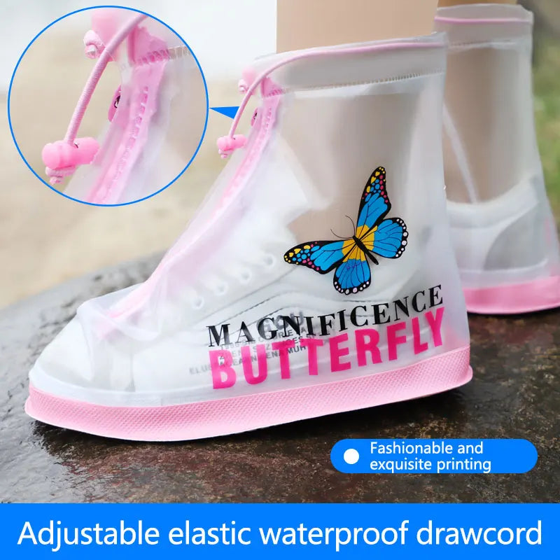 New Style Unisex White Pink Rain Boots Eco-Friendly Cartoon Design for School and Outdoor Activities Adult Shoe Cover Customized Secondary image