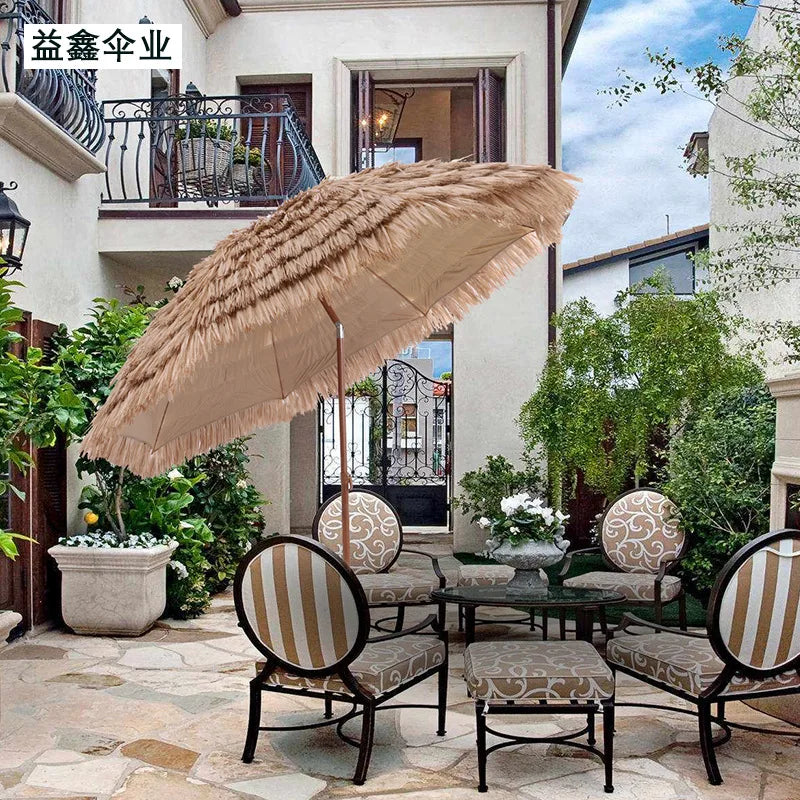 Bohemia Style Beach Umbrella 9 Feet Outdoor Beach Hawaii Tiki Grass Sun Umbrella Parasol Secondary image