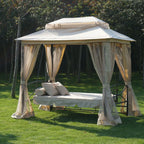 Luxury Outdoor Furniture Modern Style Teak Rattan Daybed Sun Lounger Aluminum Frame for Beach Garden Hotels Parks Villas