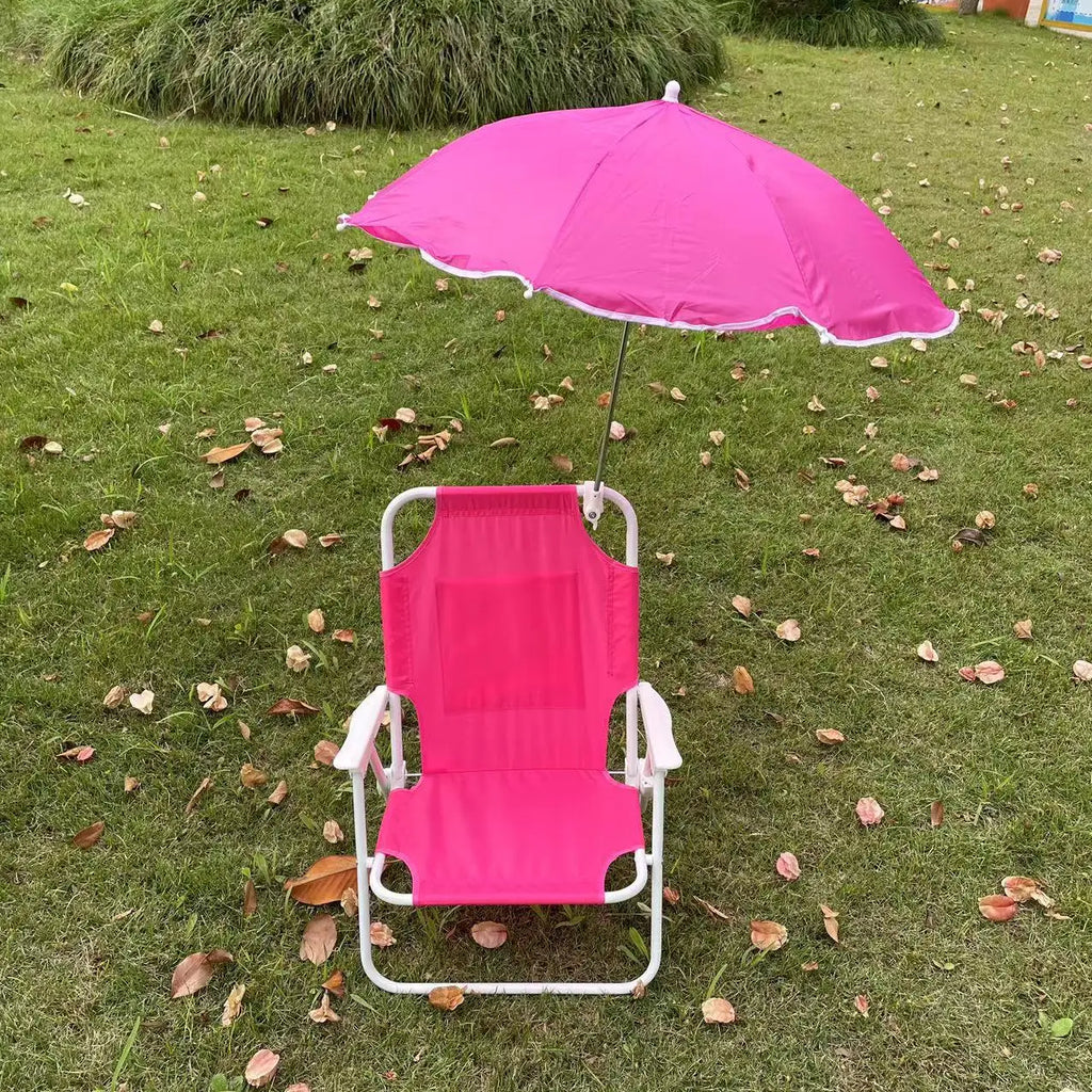 Portable Outdoor Foldable Luxury Beach Chair With Automatic Open Umbrella Baby Kids Friendly Light Weight Fabric for Camping