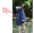 Children's Raincoat, Boys and Girls, With Backpack Space, Long Children's Fashionable Cape and Poncho