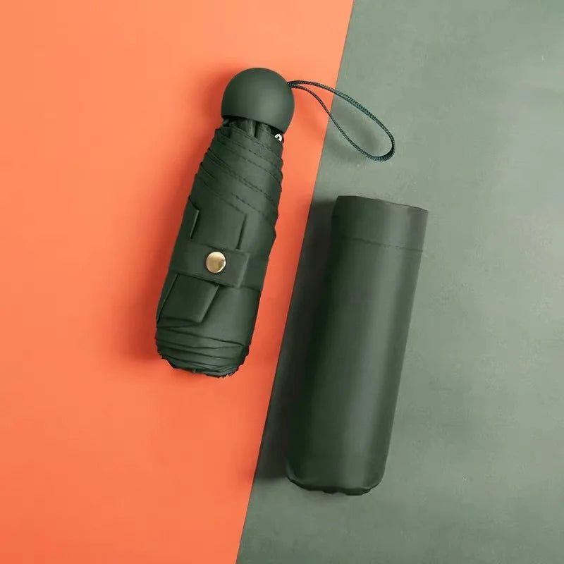 Super Mini Pocket Compact UV 5-Folded Umbrella With Automatic Open Fabric Case for Sun Protection for Travel