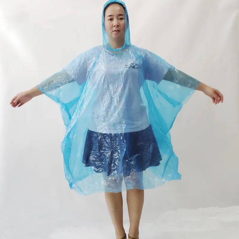 Wholesale Disposable PE Rain Poncho Transparent Plastic Raincoat for Girls Waterproof Rainwear With Logo for Hiking Travel