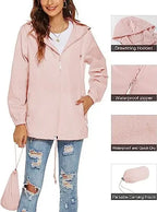 Women's Lightweight Breathable Hooded Raincoat Waterproof Windbreaker for Outdoor Activity Durable Polyester Customizable Logo