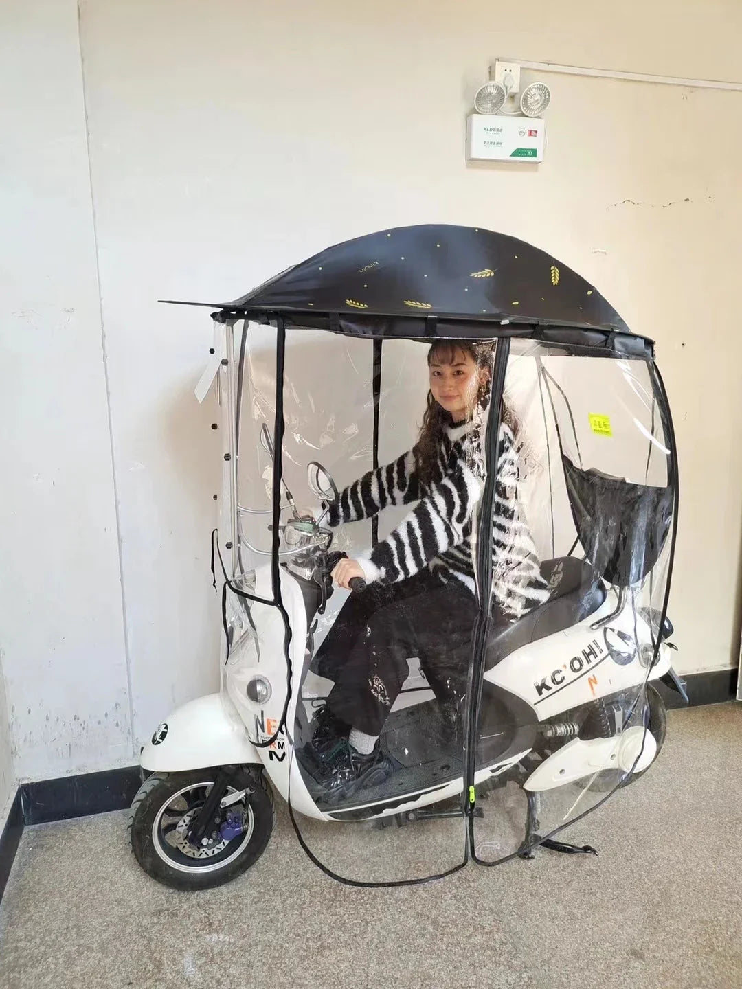 Full Cover Sun Shade Rain and Dust Proof Umbrella for Motorcycles and Electric Vehicles