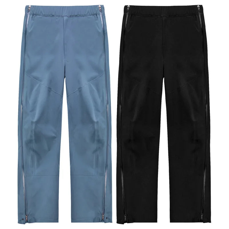 Outdoor Adults Sports Men's Women's Three Layers Hiking Assault Rainproof Windproof Full Side Zipper Pants Rain Wear Raincoat