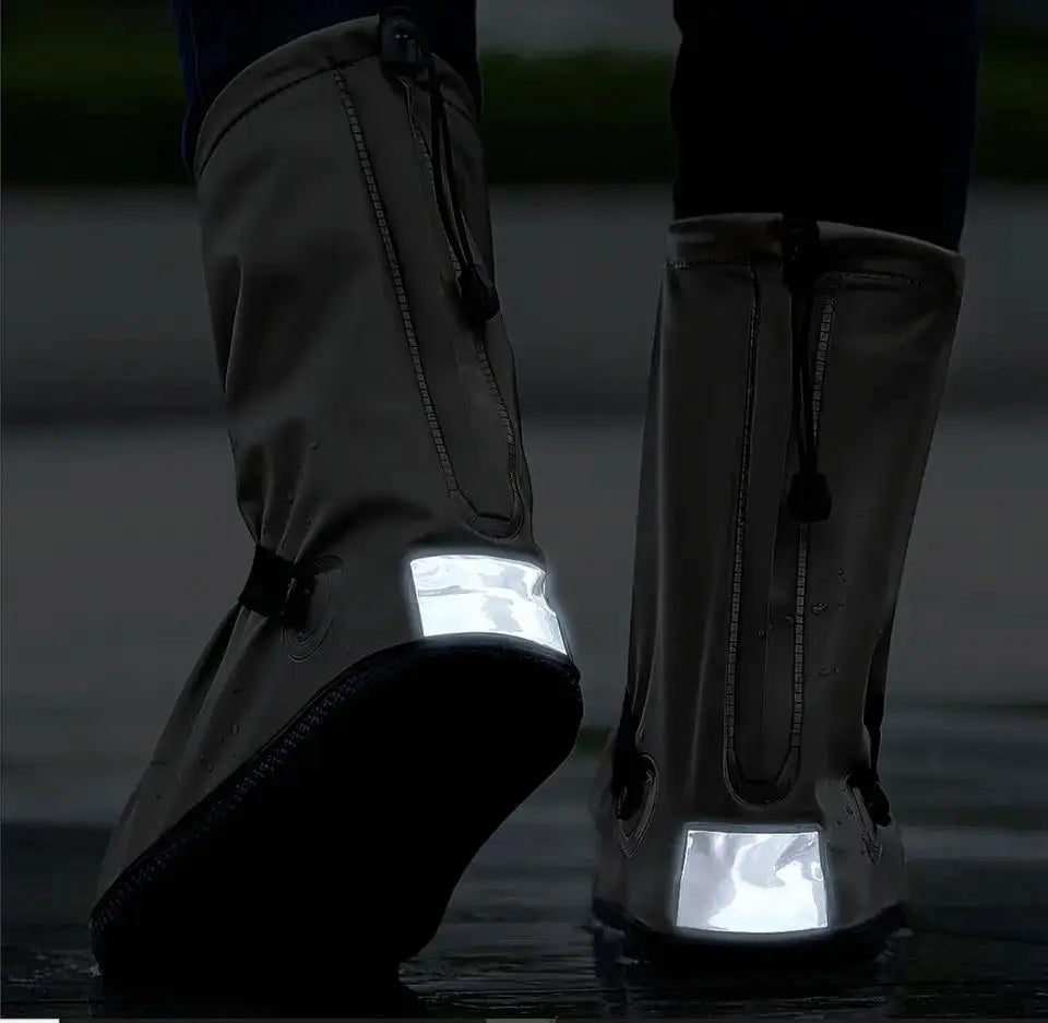 High Quality PVC Rain Boot Custom Logo Waterproof Shoe Covers Reflective Anti-Slip Design Unisex Adult Size Winter Rain Gear