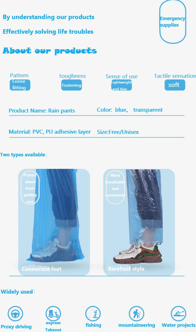 Amusement Park Outdoor Travel Portable Foot Bag Thickened Wear Resistant Sealing Foot Long Rainpants