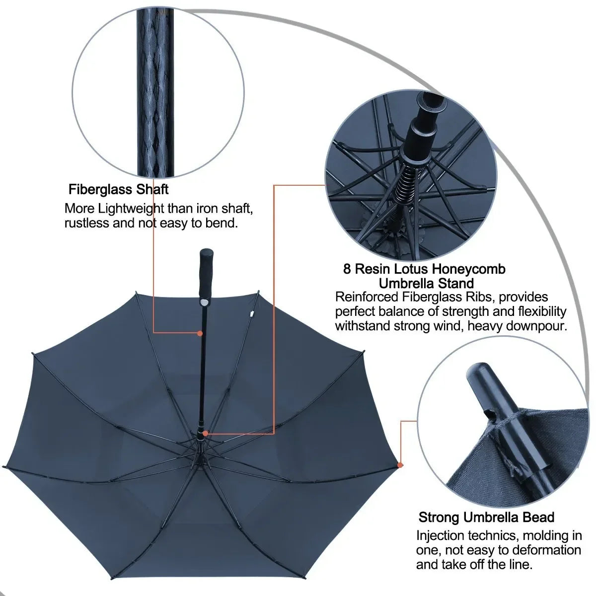 Semi-Automatic 68-Inch Oversize Double-Layer Windproof Golf Umbrella Classic Straight Design Business Gift for Adults Secondary image
