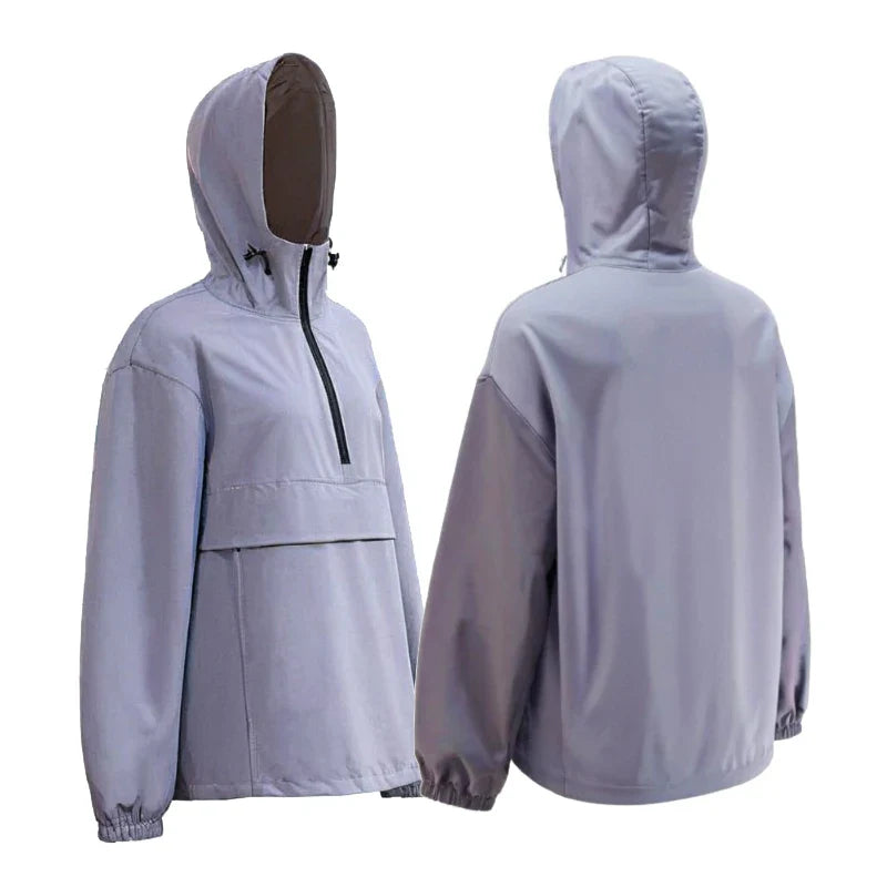 Unisex Rain Jacket With Big Pocket Custom Logo Print Waterproof Hooded Outdoor Poncho Single Layer Rain Wear Raincoat Adjustable Main image