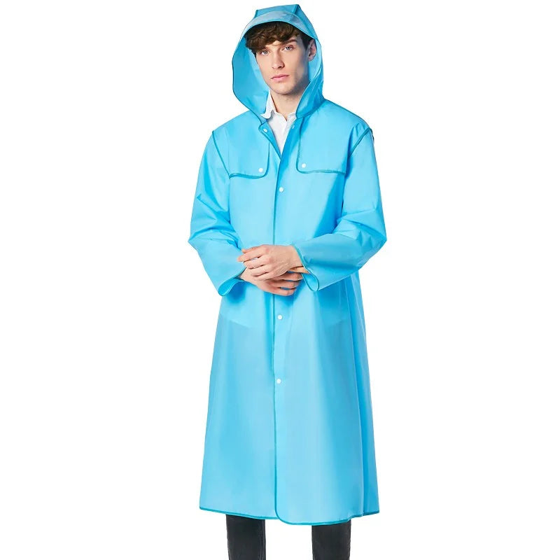 Unisex EVA Rain Poncho Adults Customizable XXL Long Cape Colorful Hem Waterproof Rain Jacket Outdoor Hiking Travel Logo