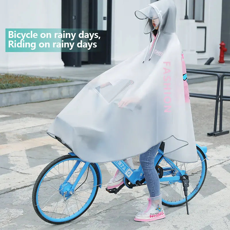 New Style Customized Adult Raincoat High PVC Hood Waterproof Riding Raincape Big Brim Reusable Safety Rainsuit Travel One Logo