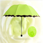 Creative Three-Fold Lotus Leaf Edge Sunshade Umbrella Watercolor Blooms Strong UV Protection Black Glue Customizable Logo