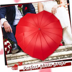 Forever Love Large Cute Red Heart Manual Control Straight Umbrella Valentine's Day Wedding Custom Fabric Printed Logo Parasol