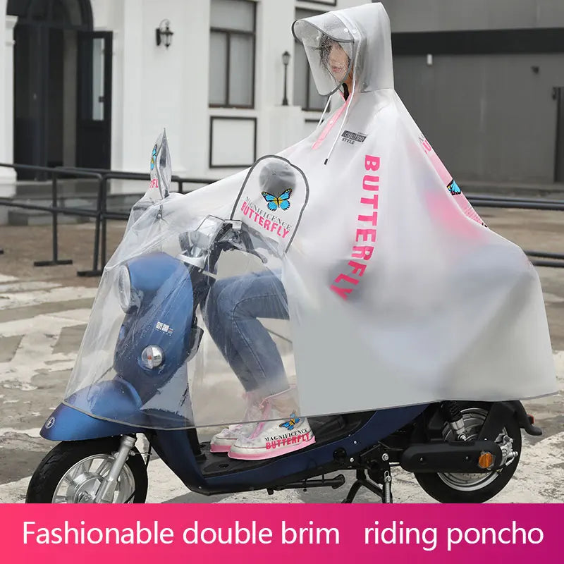 New Fashion Adult Poncho Waterproof PVC Hooded Riding Raincape Big Brim High Quality Durable Simple Pure Color Reusable One