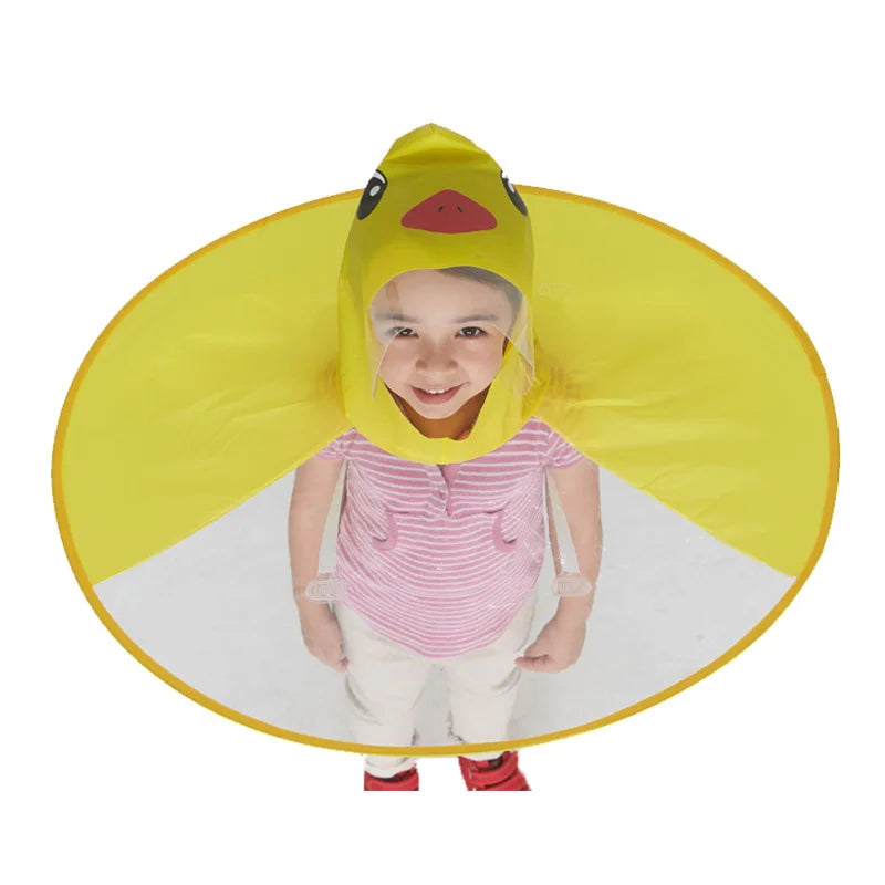 Children's Cartoon Creative Animal Cap Raincoat Kids Rainproof Folding Poncho With Logo Hood Foldable Umbrella for Rain All Ages Main image