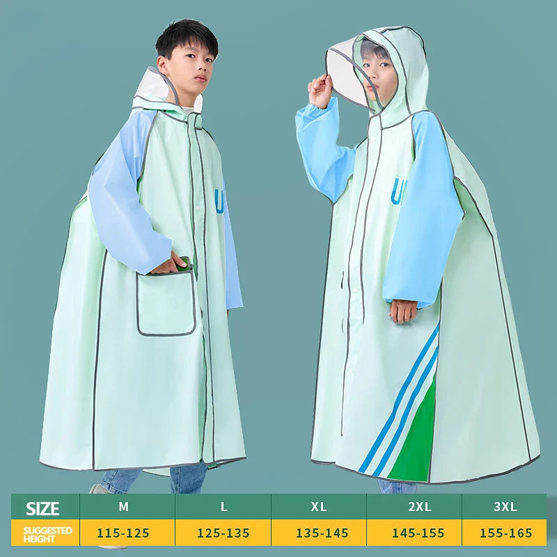 High Quality Lightweight EVA Raincoats Waterproof Windproof Hood Boys Girls Outdoor Hiking School Children Camping