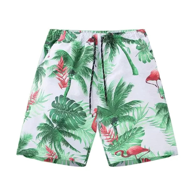 Hawaiian Casual Shorts Men Turkey Style Floral Printed Cropped Pants Versatile Loose Fit Trendy Beach Vacation Wear Free