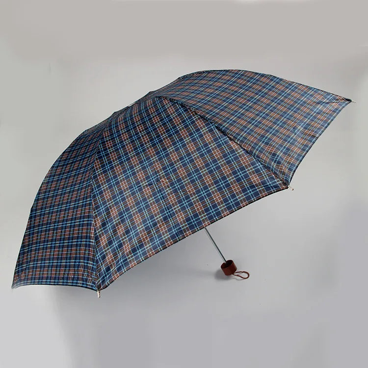 Wholesale Promotional 3 Folding Umbrella Lightweight Custom Logo Printing Wholesale Cheap Mini Umbrella Plaid Cloth