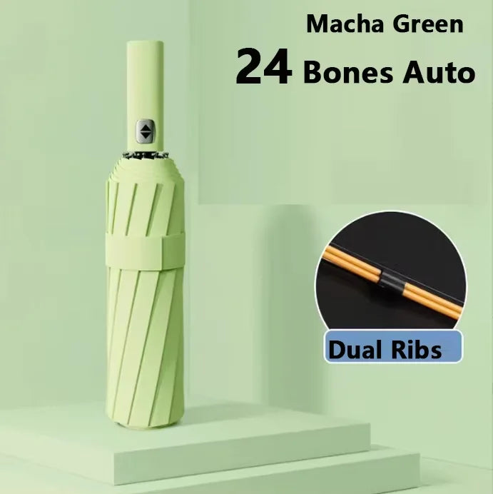 24 Ribs Custom logo 12k 3 Folding Umbrella Automatic Open and Close Sun and Rain Umbrella for Outdoor