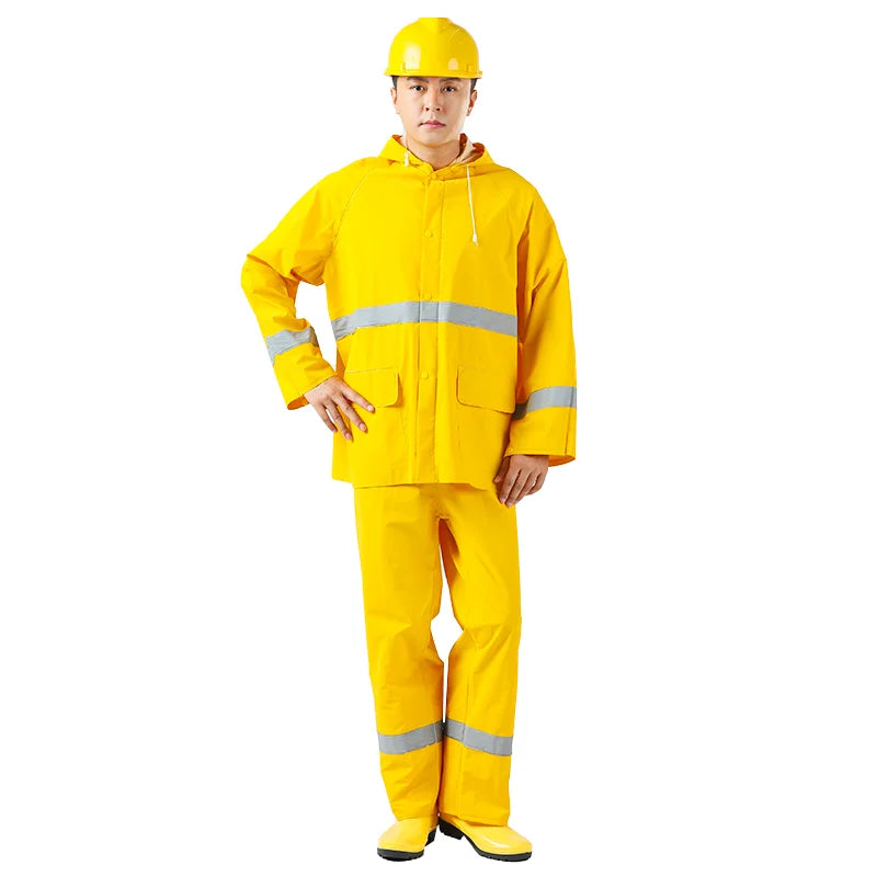 High Quality PVC Raincoat Work Rain Suit Heavy Duty Durable Polyester With Raincoat Hooded Waterproof Logo Decoration Jacket Secondary image