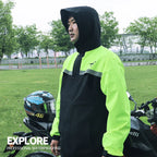 High Reflective Waterproof Cycling Raincoat Suit Hood Jacket Pants Rain Coat Visible Protection Riders Rain Cape for Motorcycle