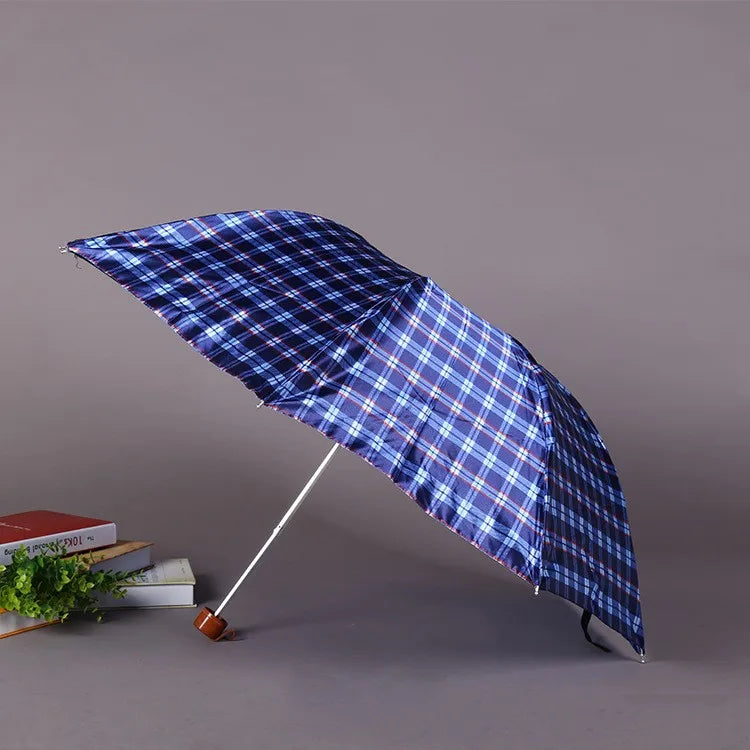 Wholesale Promotional 3 Folding Umbrella Lightweight Custom Logo Printing Wholesale Cheap Mini Umbrella Plaid Cloth