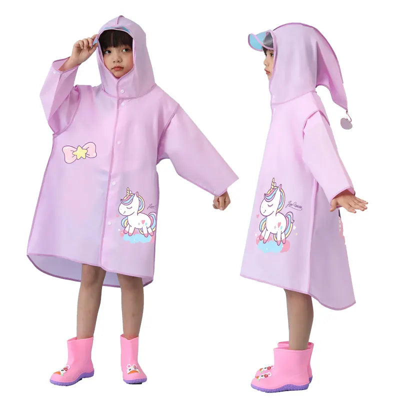 Factory Direct High Quality EVA Waterproof Kids Poncho Hot Sell Cartoon Raincoat for School Children Main image