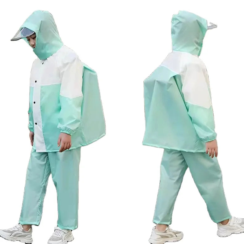 Children's Waterproof Rain Suit Set With Reflective Pants and Hidden Backpack Space Raincoat Custom Logo Decoration for Girls Main image