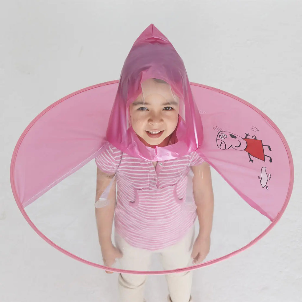 Children's Cartoon Creative Animal Cap Raincoat Kids Rainproof Folding Poncho With Logo Hood Foldable Umbrella for Rain All Ages