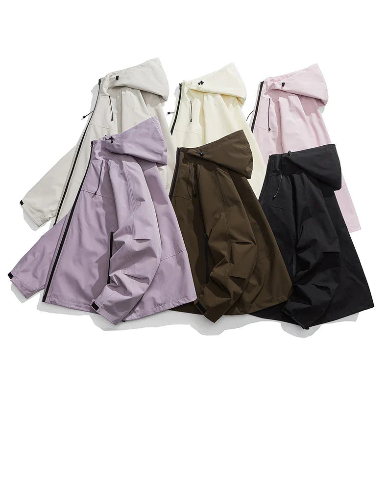 Outdoor Raincoat Windproof Shell Jacket Waterproof Zipper Gender-neutral Trendy Mountaineering Hooded Jacket