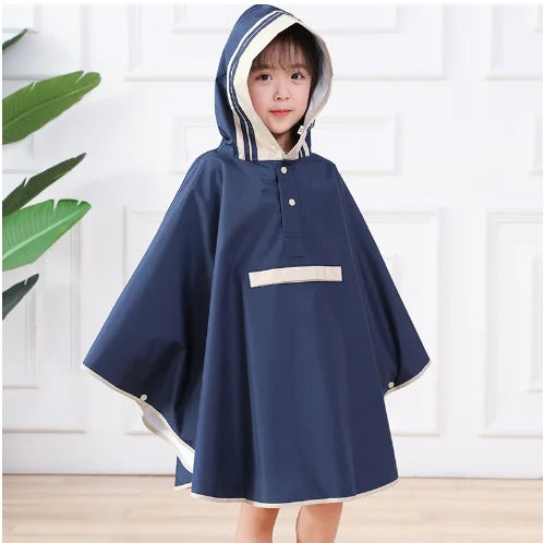 Children's Raincoat, Boys and Girls, With Backpack Space, Long Children's Fashionable Cape and Poncho Secondary image
