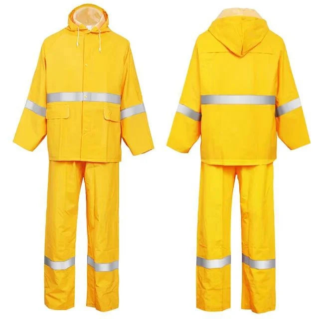 High Quality PVC Raincoat Work Rain Suit Heavy Duty Durable Polyester With Raincoat Hooded Waterproof Logo Decoration Jacket