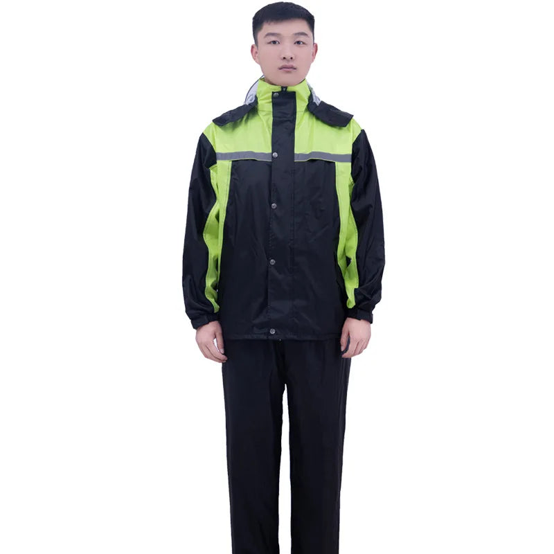 Wholesale Full Body Motorcycle Raincoat Pants Suit Thickened Split Waterproof Storm Proof and Windproof Reflective Main image