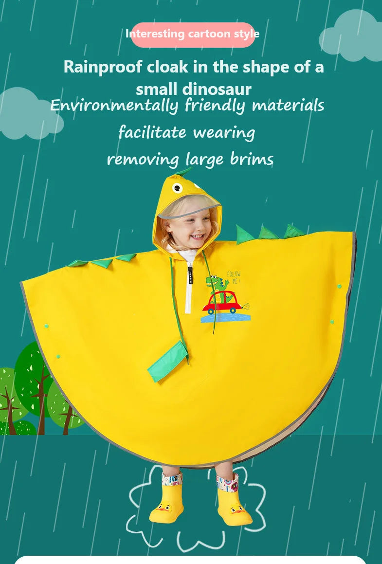 Little Dinosaur Cloak Children's Raincoat Kindergarten Elementary School Baby Cartoon Poncho