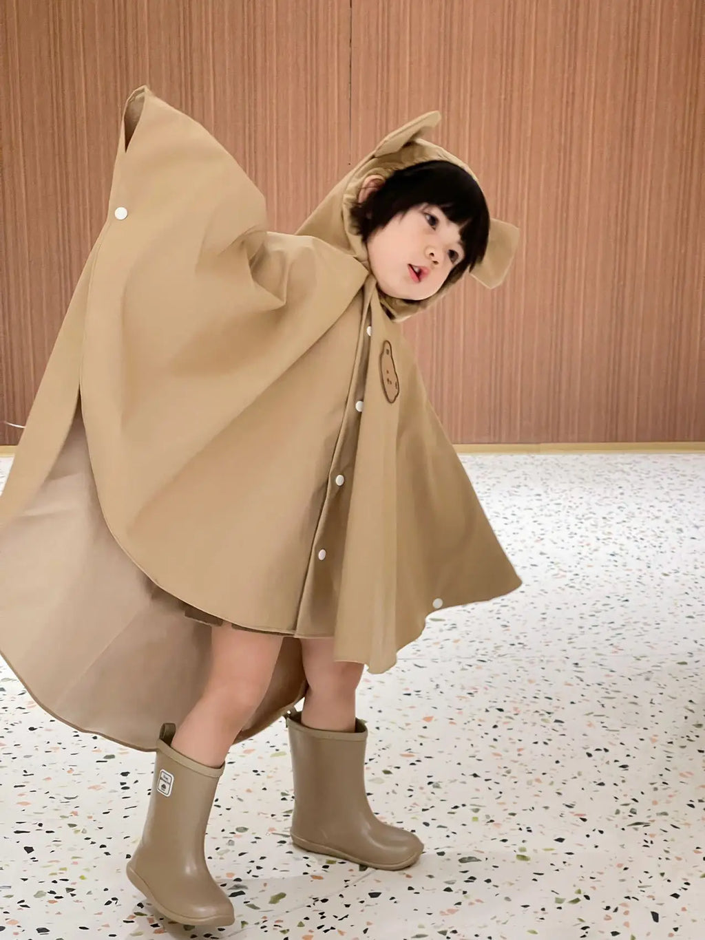 Waterproof Children's Poncho Kindergarten Primary School Group Enterprise Raincoat 3D Three-Dimensional Design
