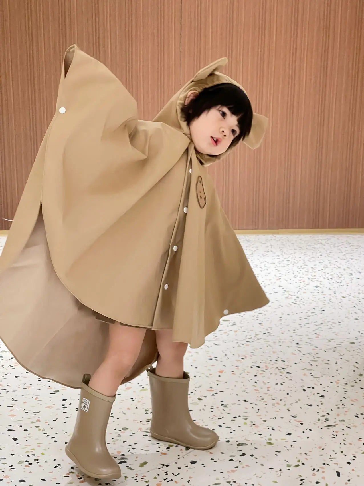 Waterproof Children's Poncho Kindergarten Primary School Group Enterprise Raincoat 3D Three-Dimensional Design
