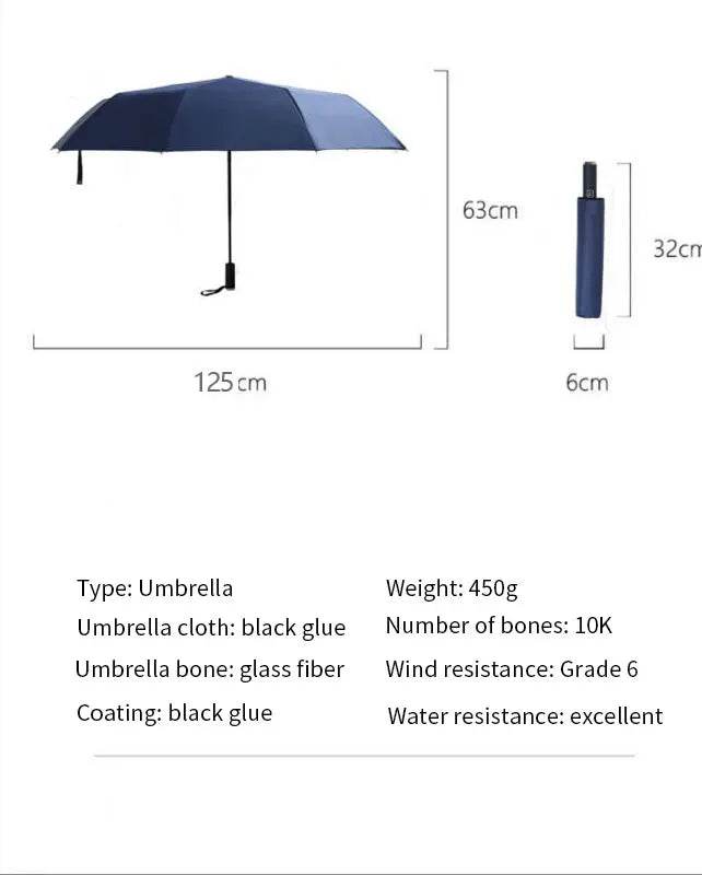 Manual Open Auto 10 Ribs Folding Black UV Coating Umbrella Outdoor Summer Rain Protection Custom Logo Paraplui Payung Sombrillas Secondary image