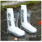 Children's Waterproof PVC Transparent Rain Boots Non-Slip Fashion Water Shoes for Primary School Boys Big Kids