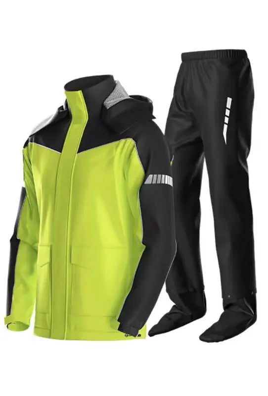 High Reflective Waterproof Cycling Raincoat Suit Hood Jacket Pants Rain Coat Visible Protection Riders Rain Cape for Motor Cycle