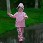 Outdoor Waterproof Reflective Raincoat Suit for Boys and Girls Polyester Overalls With Suspender Trousers for Rain and Travel