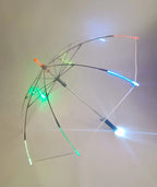 Glowing Flash Umbrella LED Waterproof Transparent Straight Pole Umbrella for Sunny