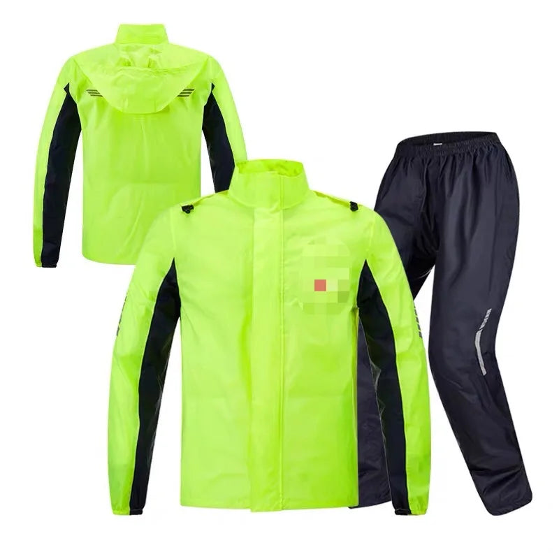 Nylon Waterproof Rain Coat Motorcycle Raincoat Weight Rain Jacket Rain Suits Pants Raincoat Hooded Fluorescent Green Main image