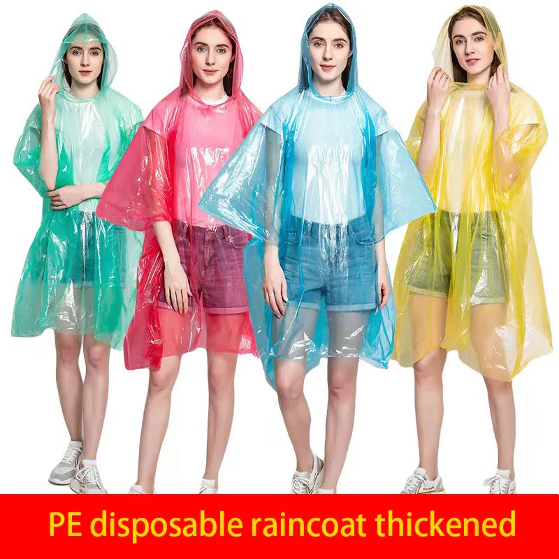 Custom Portable Clear Plastic Poncho for Adults Rain Jacket With Hoods Sleeves for Women Men for Hiking New Condition Made EVA