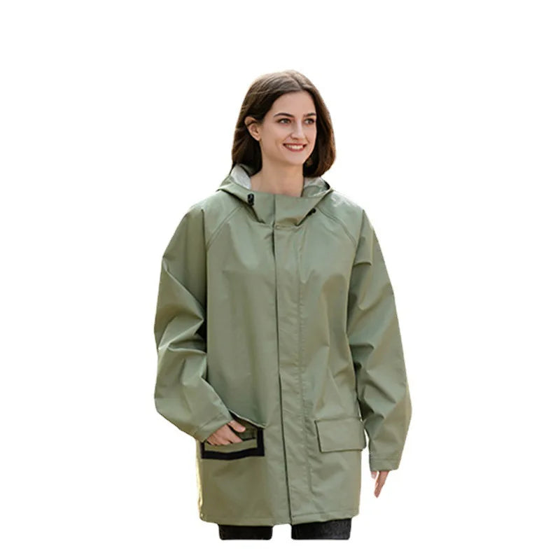 Women's Fashion Windbreaker Jacket Long-Style Thickened EVA Raincoat With Large Brim Waterproof Rainwear Explosion-Proof